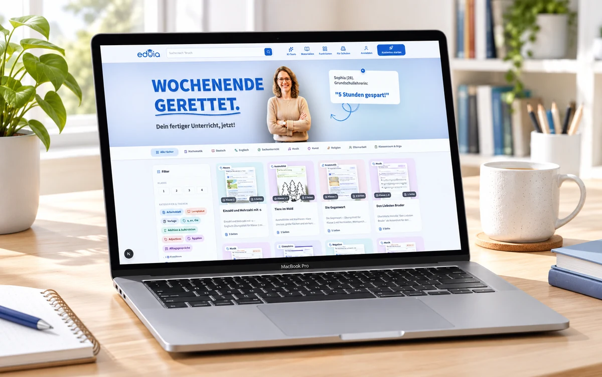eduia — Landingpage der Plattform auf einem MacBook