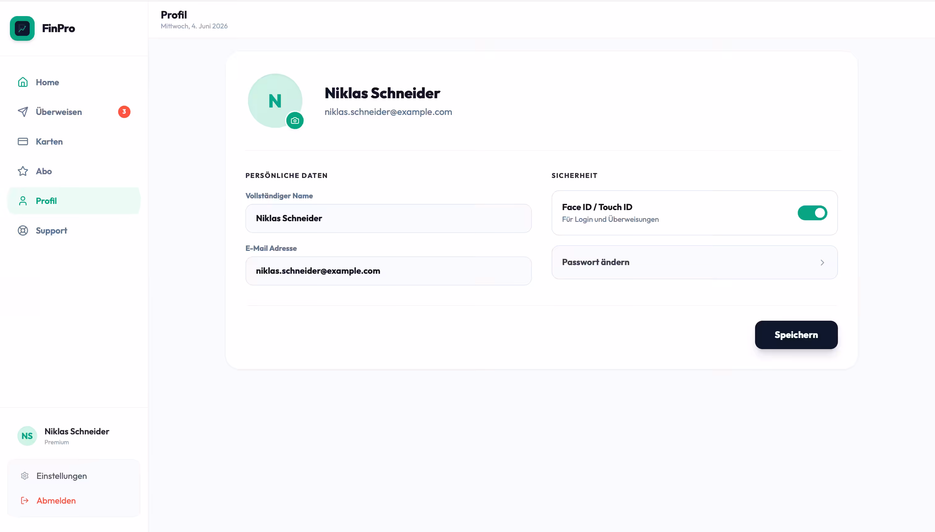FinPro Profileinstellungen
